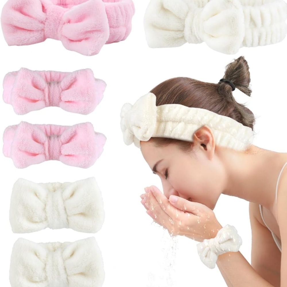 ☀️☀️Pink and White Plush Headbands - Picture 3 of 3